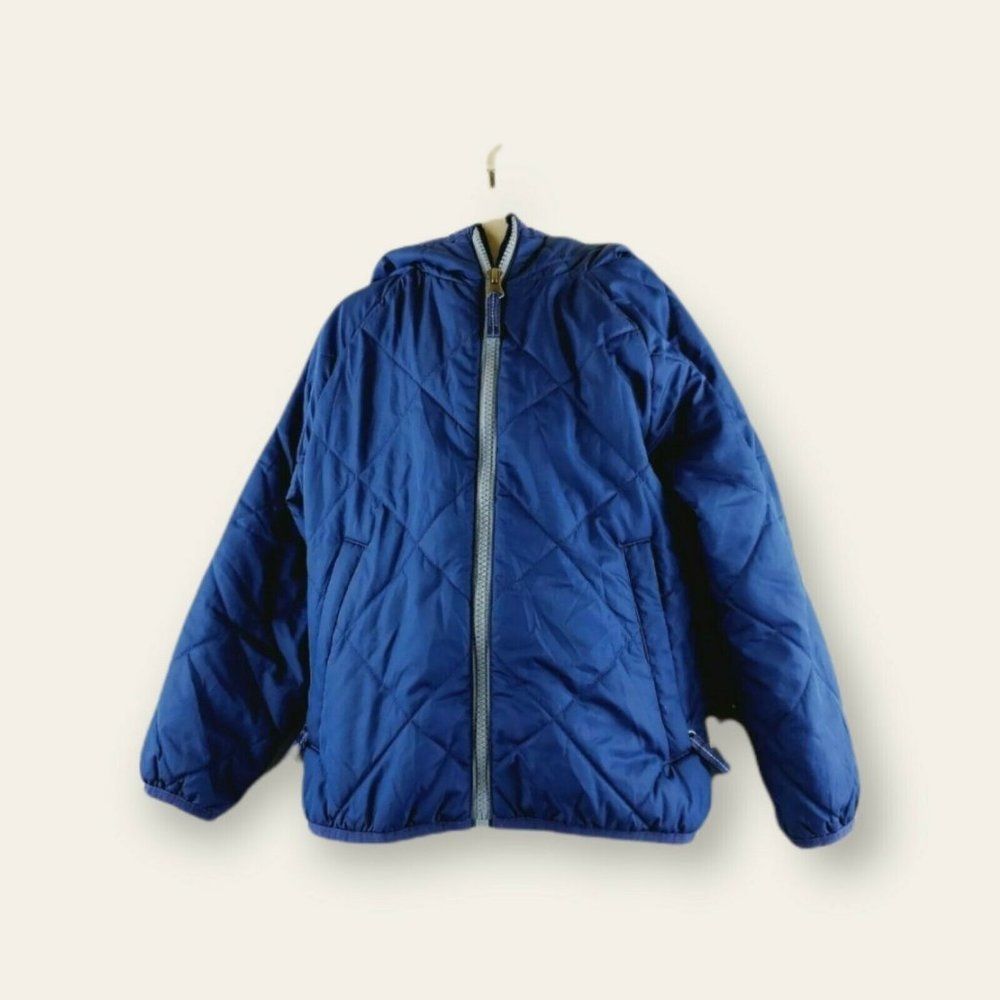 REI Co-Op Unisex Kids Blue Quilted Long Sleeve Hooded Puffer Jacket Size XXS 4-5
